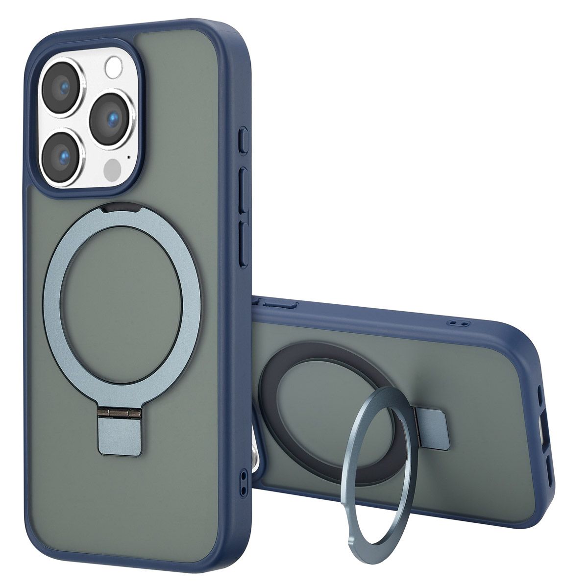 Accezz Ring Stand Backcover met MagSafe voor de Apple iPhone 15 Pro - Blauw