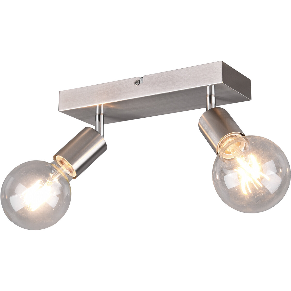 BES LED LED Plafondspot - Trion Zuncka - E27 Fitting - 2-lichts - Rechthoek - Mat Nikkel - Aluminium