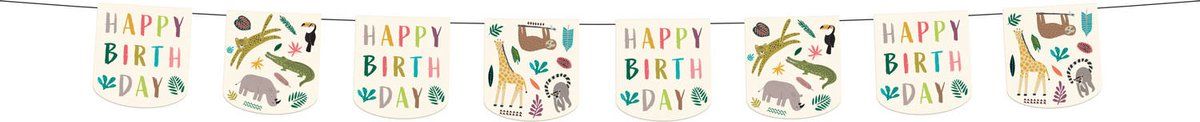 Folat 68293 wimpelketting Zoo Party 6 meter kleurrijk