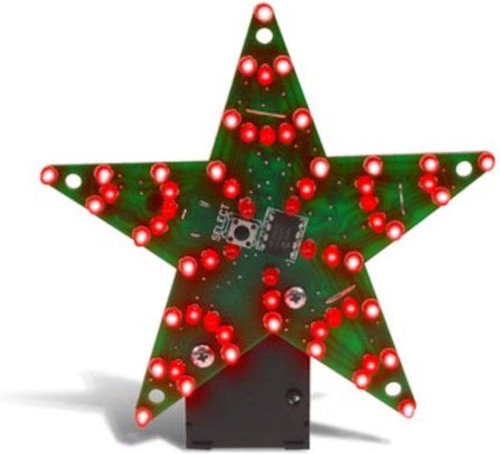 Whadda Exciting Electronics Whadda Soldeerkit, DIY, grote ster met 60 LEDs, 24 animaties, batterij en adapter