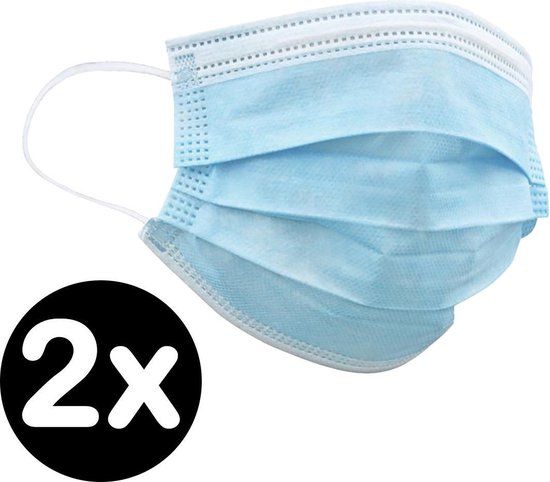 Wegwerp Mondkapjes - Niet Medisch - Blauw - 2 stuks