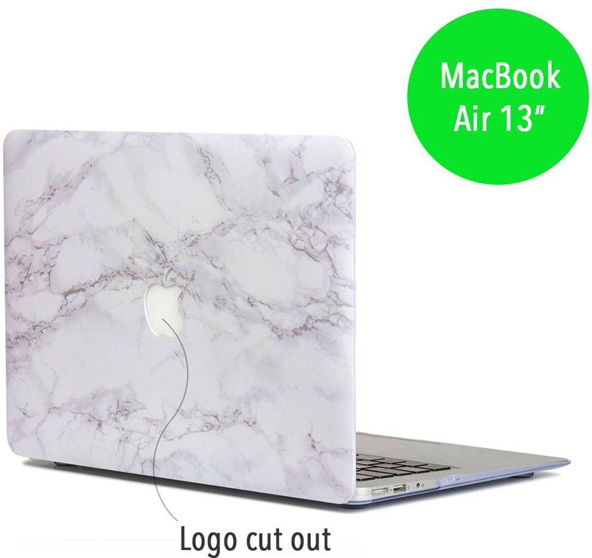 Lunso - Hardcase hoes - MacBook Air 13 inch (2018) - Licht marmer wit