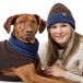 Hunter Hondentrui Odense, gebreide trui voor honden, zacht en elastisch, met hoge kraag, partnerlook met muts, wasbaar, kleur: bruin/blauw, maat: 50