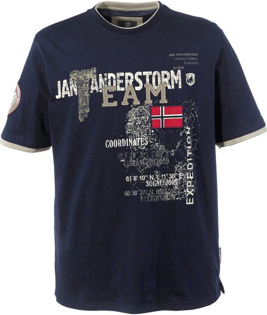 Jan Vanderstorm heren T-shirt SÖLVE Plus Size donkerblauw