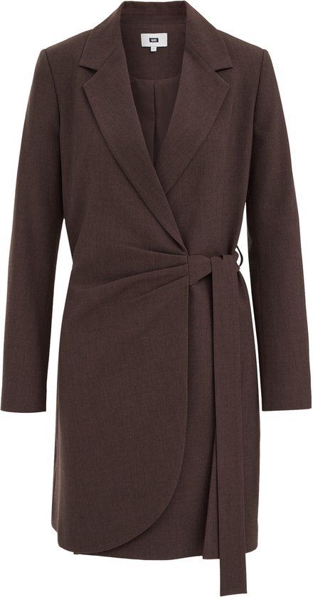 WE Fashion Dames blazerjurk met strikdetail - Donkerbruin - Maat: XXXL
