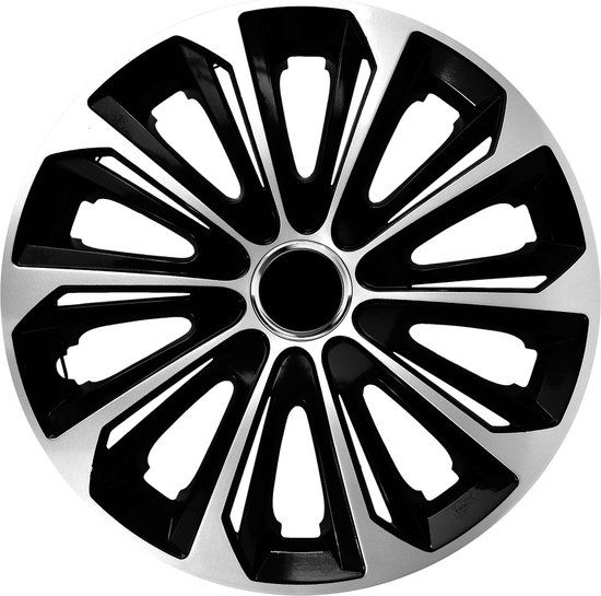 NRM Stig Extra Wieldoppen 14" Zilver & Zwart - Set van 4