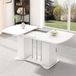 MODENUIT Table à manger extensible - MDF blanc avec pieds argentés