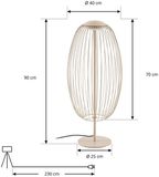 Lucande - Lampadaire extérieur - 1 ampoule - Fer, plastique - H: 90 cm - beige, blanc - Ampoule incluse