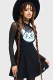 THE VAMPURR by KILLSTAR KILLSTAR Feeling Fangtastic Skater Dress Dames Mini-jurk - Zwart - M