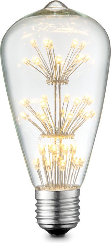 Home Sweet Home Edison Vintage E27 LED filament lichtbron Drop - Helder - ST64 Crystal - Retro LED lamp - 2W 95lm 2200K - warm wit