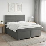 vidaXL Boxspringbed met matras, donkergrijs, 180 x 200 cm, gestoffeerd