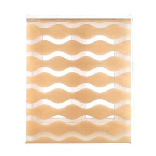INTERBLIND Elegant rolgordijn voor nacht en dag - 120 x 180 cm - Beige