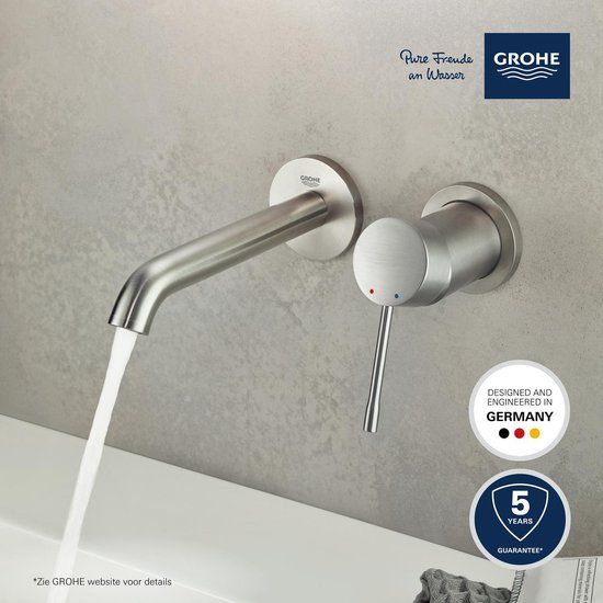 GROHE Essence New Wandgemonteerde Inbouw Wastafelkraan - supersteel - 19408DC1