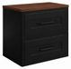 3xE living Armoire de salle de bain, suspendu, 60 cm de large, avec tiroirs, corps en noir, portes en noyer, poignées en noir, dimensions : 60 x 46 x 58,6 cm