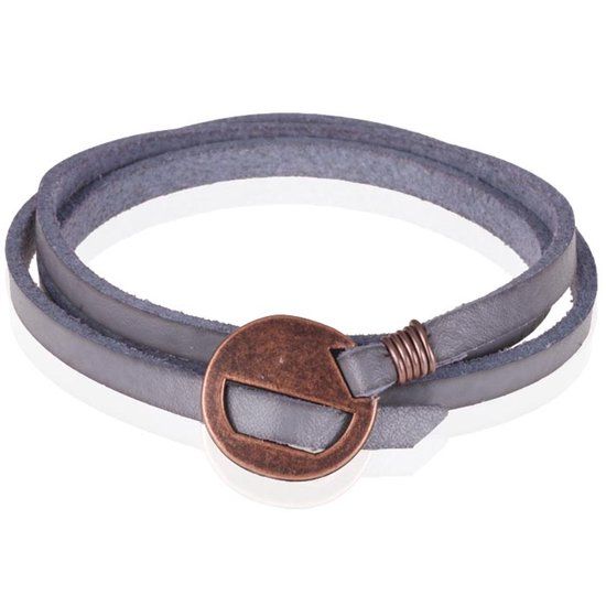 LGT JWLS LGT Jewels Leren Wikkelarmband Verstelbaar Grijs
