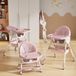 Chaise haute réglable en hauteur - Pliable - Avec fonction inclinable et plateau repas - Avec roulettes - Rose