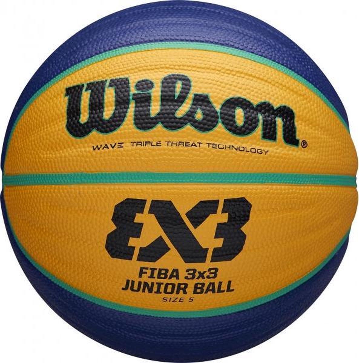 Wilson FIBA 3x3 Junior Replica Basketbal - Geel/Blauw - Maat 5