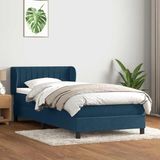vidaXL Boxspringbed met matras, donkerblauw, 80x210 cm, fluweel