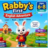 Rabby’s First English Adventure: A Fun English Learning Book for Kids Ages 6–8 with Easy Words, Simple Sentences, Activities, and Everyday Conversations