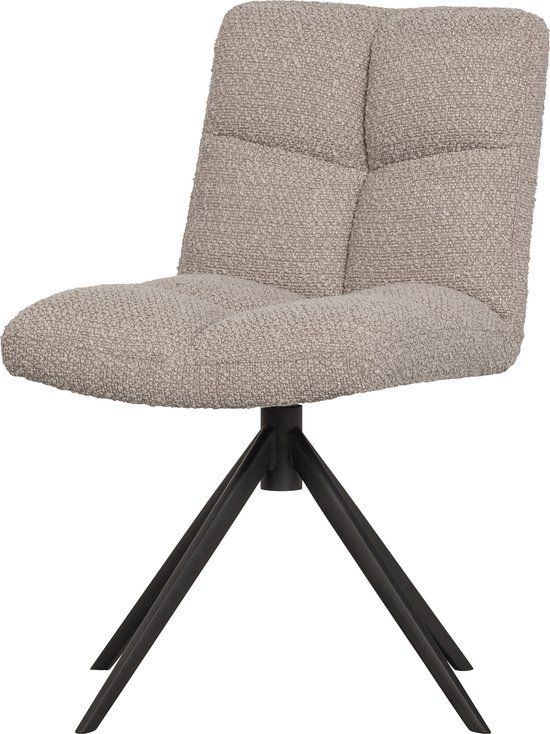 WOOOD Vinny Eetkamerstoel - Boucle - Zand - Industrieel - Met armleuning - 80x48x45 cm