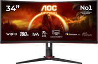 AOC CU34G2XPD/BK computer monitor 86,4 cm (34") 3440 x 1440 Pixels Wide Quad HD LED Zwart, Rood