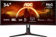 AOC CU34G2XPD/BK computer monitor 86,4 cm (34") 3440 x 1440 Pixels Wide Quad HD LED Zwart, Rood