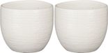 Mica Decorations 2x Plantenpot/Bloempot Terracotta Wit Flakes Relief D16/H14 cm