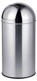 Poubelle 50 litres, avec couvercle à pression, acier inoxydable, argenté