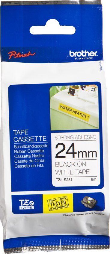 Brother TZe-S251 Label Tape - Black on White (24mm)