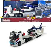 MAJORETTE Grand Series - Volvo Truck + Police Helicopter - Metaal - Licht en Geluid - 35 cm - Speelgoedvoertuig