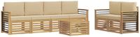 vidaXL Bank loungeset 4 zitplaatsen acacia hout wit en beige
