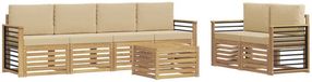 vidaXL Bank loungeset 4 zitplaatsen acacia hout wit et beige