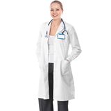 AIESI® Laboratoriumdoktersjas voor dames, 100% katoen, wit, gesanforiseerd maat 56