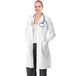 AIESI® Laboratoriumdoktersjas voor dames, 100% katoen, wit, gesanforiseerd maat 56