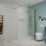 FortiFura Galeria douche à l'italienne - 140x200cm - verre dépoli - cuivre brossé