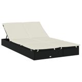 Icecat Lit de jardin avec coussins 2 places poly rotin noir