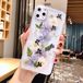 Liujunh Epoxy Shiny Floral Silicone Phone Case voor iPhone 13 12 11Pro Max Mini X Xs XR 7 8 Plus SE2020 Fashion Esthetic Phone Case, paars, voor iphone 12 mini