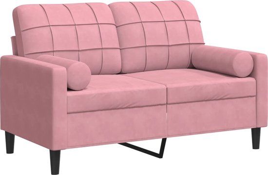 vidaXL Tweezitsbank met sierkussens 120 cm fluweel roze