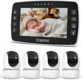 Lovinoo Babyfoon met 4 Camera's - Baby Monitor - Op Afstand Bestuurbaar - Babyphone - Temperatuursensor - Uitbreidbaar Tot 4 Camera's - Terugspreekfunctie - Zonder Wifi en App - 4.3 Inch HD Scherm