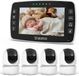 Lovinoo Babyfoon met 4 Camera's - Baby Monitor - Op Afstand Bestuurbaar - Babyphone - Temperatuursensor - Uitbreidbaar Tot 4 Camera's - Terugspreekfunctie - Zonder Wifi en App - 4.3 Inch HD Scherm