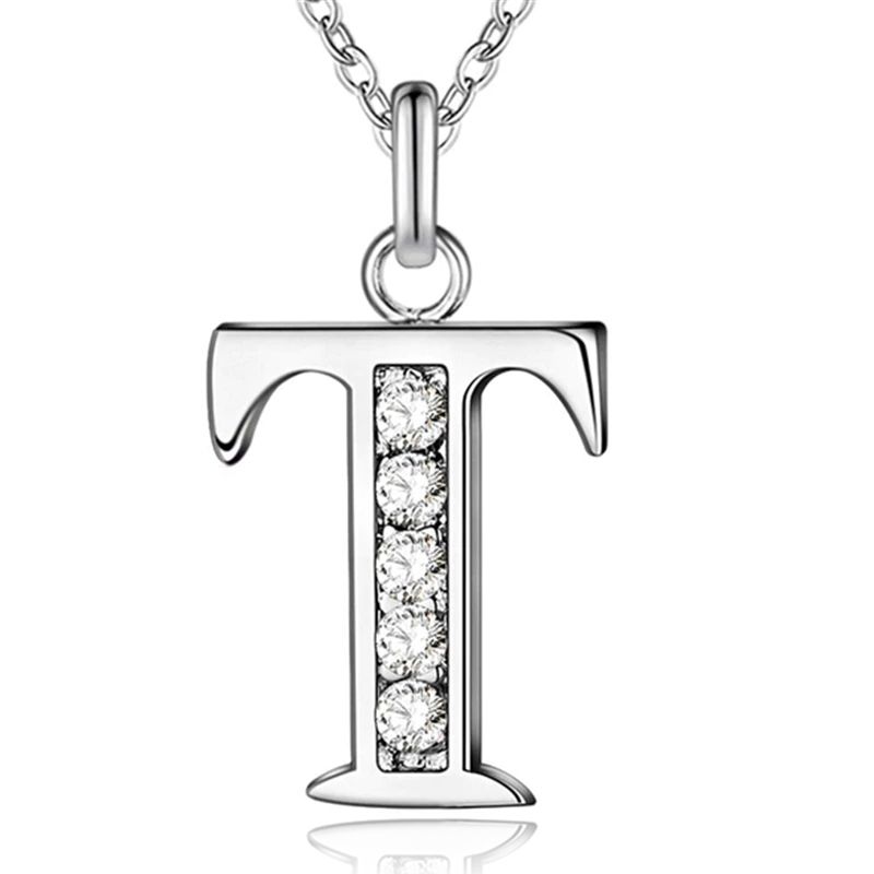 LGT JWLS Zilverkleurige Letter T Dames Ketting met Zirkonia