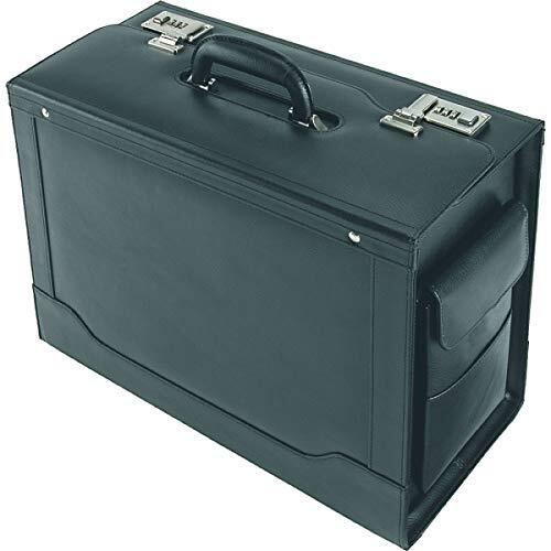 Alassio pilotenkoffer ANCONA, aktekoffer van echt leer, handbagage documentenkoffer met hangmappen, koffer, 45 cm, 32 liter, zwart