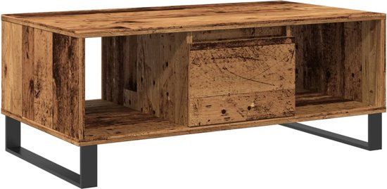vidaXL Salontafel 90x50x36,5 cm Bewerkt Hout Oud Houtkleurig