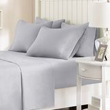 Comfort Spaces CS20-0120 Microfiber Set 14 "Diepe zak, Rimpelbestendig rondom Elastisch-het hele jaar door Gezellig Beddengoed, Bijpassende kussenslopen, Volledig, Lichtgrijs