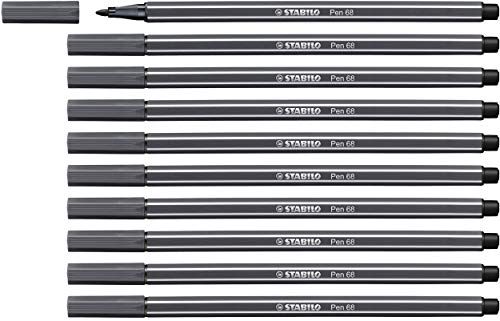 Stabilo Pen 68 Viltstift - 10 stuks - diep koud grijs