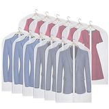 Kntiwiwo Doorzichtige kledingzak pak zakken voor opslag set van 12 opknoping stofdichte kleding cover tas met rits voor pak, jas, jurk kast kleding opslag - 24 "x 40"