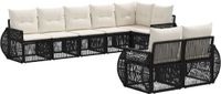 vidaXL Tuinbank - Set - 8 zitplekken - Zwart en Crèmewit - Polyrattan