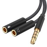 Froggen Headsetadapter 3,5 mm Audio Y Splitter koptelefoon microfoon adapter 3.5mm Male to Dual Female Headset en Mic Aux Splitter Kabel Compatibel met PS4 Xbox One, Gaming Headset, Telefoon, PC