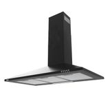 CIARRA CAB9201A Wandafzuigkap, 90 cm - 370 m³/uur - klasse A - Evacuatie en recycling - Chabon-filter niet inbegrepen - 3 snelheden - LED-verlichting - Wandafzuigkap - Zwart