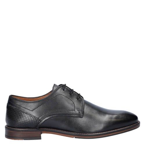 Nelson leren veterschoenen zwart